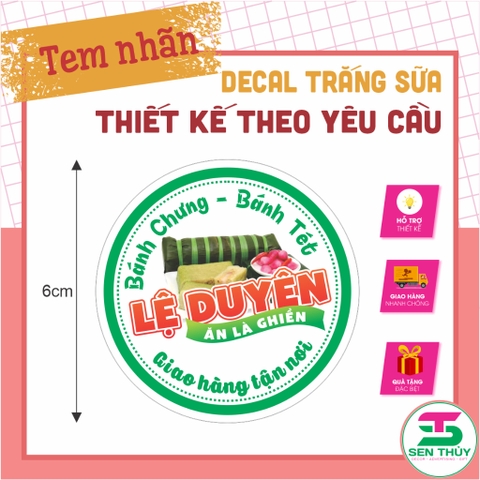 Combo 500 Tem Decal nhựa trắng sữa chống nước – In Theo Yêu Cầu – Sticker Dán Sản Phẩm