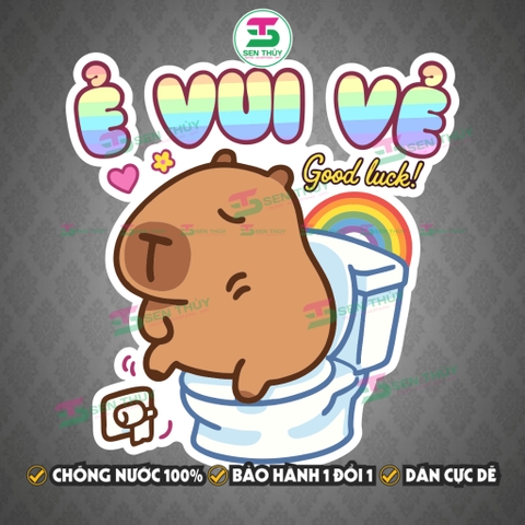 Miếng Dán Nắp Bồn Cầu Capybara - Decal Capybara, Capy Chống Nước, Bền Màu Trang Trí Nhà Tắm, Nhà Vệ Sinh, WC - WC002