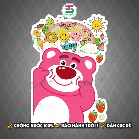 Miếng Dán Nắp Bồn Cầu Gấu Dâu Chống Nước - Decal Gấu Dâu Dán Tường, Kính, Toilet Trang Trí Dễ Thương - WC003