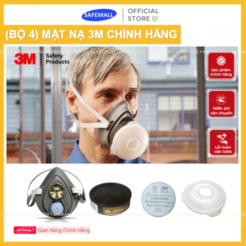 Bộ mặt nạ phòng độc 3M 3200-3301K-7711-774 (4 món) - Mặt nạ chống độc, bụi - Dùng phun sơn, phun xịt hóa chất