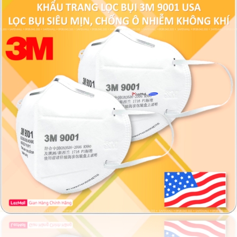 [CHÍNH HÃNG] Combo 20 Khẩu Trang Lọc Bụi Mịn 3M 9001, 3M 9001V Có Van Lọc - Lọc Độc, Ô Nhiễm - SAFEMALL Chính Hãng