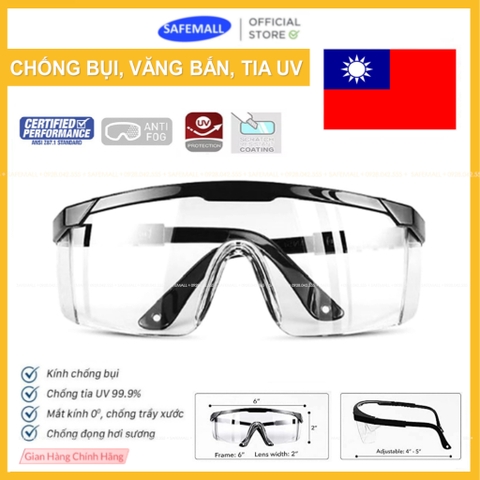 Combo Kính Bảo Hộ Lao Động Thợ Hàn Đen SafeMall Dkt Đài Loan Chính Hãng, Kính Chống Bụi, Văng Bắn, Tia UV