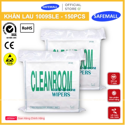 Combo Khăn Lau Phòng Sạch 1009SLE Tem Vàng, 9*9 inch - 110g/m2 - 150 tờ Clean Room Wiper ESD - Chính Hãng SAFEMALL