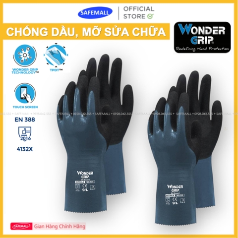 Combo 2 Đôi Găng Tay Chống Dầu Wonder Grip WG-528L Phủ Nitrile Chống Thấm Nước Thao Tác Dễ Dàng - SAFEMALL