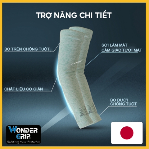 Ống Tay Chống Cắt Thể Thao Wonder Grip WG-1000 Dệt Từ Sợi Làm Mát, Chống Nắng Thấm Hút Mồ Hôi - SAFEMALL Chính Hãng