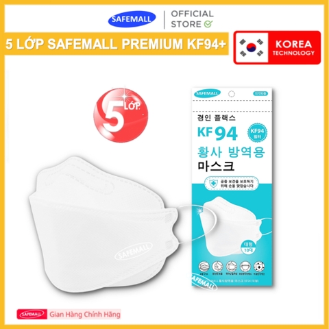 [5 LỚP LỌC] Thùng 300 Chiếc Khẩu Trang KF94 SafeMall Premium 5 Lớp Cao Cấp - Lọc Bụi Siêu Mịn Tia UV 99.9%
