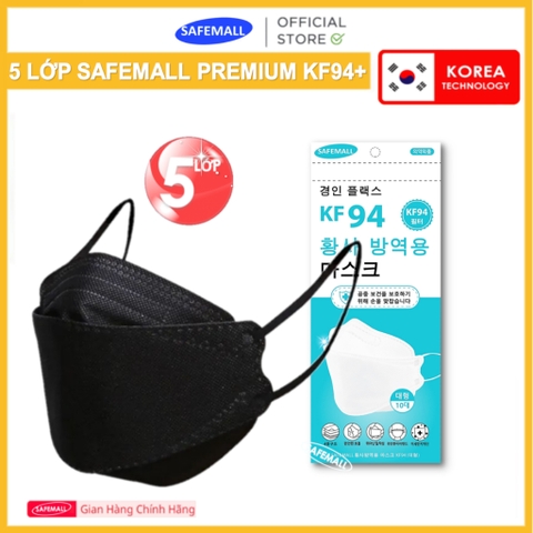[5 LỚP LỌC] Thùng 300 Chiếc Khẩu Trang KF94 SafeMall Premium 5 Lớp Cao Cấp - Lọc Bụi Siêu Mịn Tia UV 99.9%