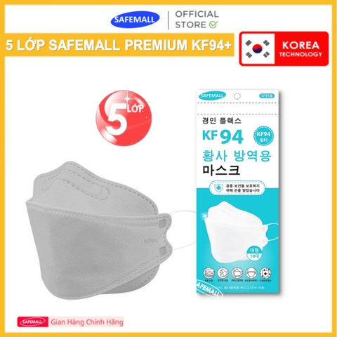 [5 LỚP LỌC] Thùng 300 Chiếc Khẩu Trang KF94 SafeMall Premium 5 Lớp Cao Cấp - Lọc Bụi Siêu Mịn Tia UV 99.9%