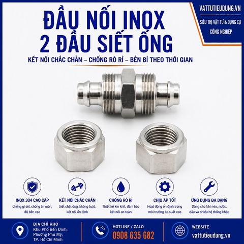 ĐẦU NỐI INOX 2 ĐẦU SIẾT ỐNG