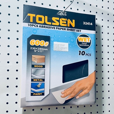 BỘ 10 TỜ GIẤY NHÁM ƯỚT 600# TOLSEN 32414
