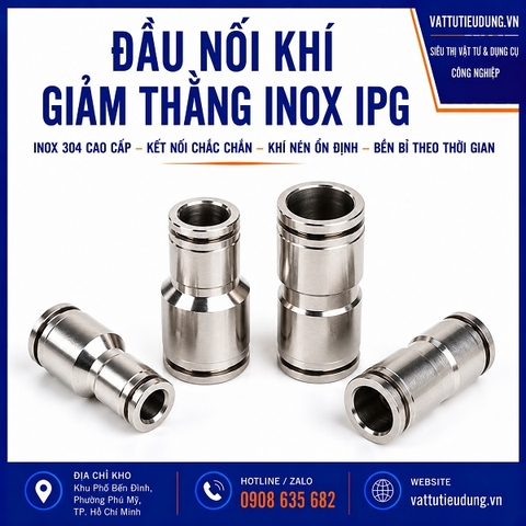 ĐẦU NỐI KHÍ GIẢM THẲNG INOX IPG