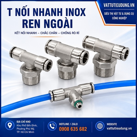 T NỐI NHANH INOX REN NGOÀI