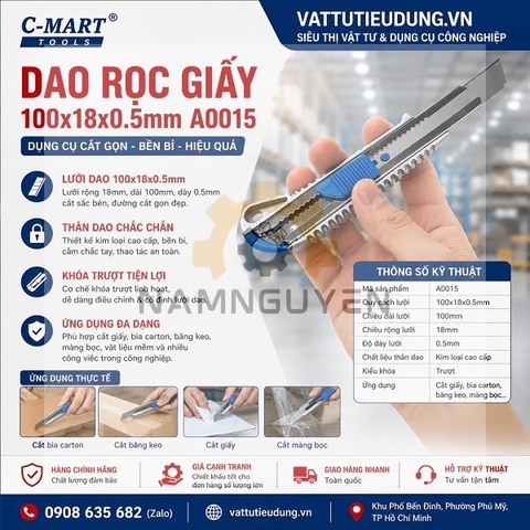 Dao Rọc Giấy 100x18x0.5mm A0015 C-MART