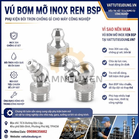 VÚ BƠM MỠ INOX - REN BSP