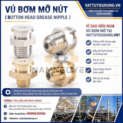 Vú Bơm Mỡ Nút ( Button head grease nipple )