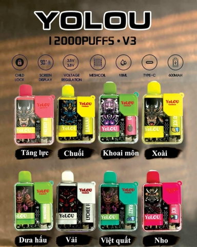 Giới thiệu và review chi tiết sản phẩm Yolou 12000 Hơi (50mg) – Pod 1 Lần