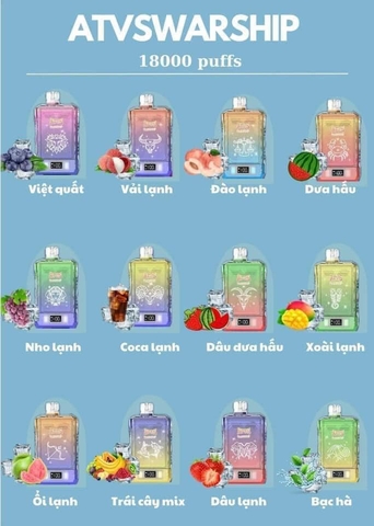 Giới thiệu và review Pod 1 Lần ATVS Warship 18000 Hơi (50mg)