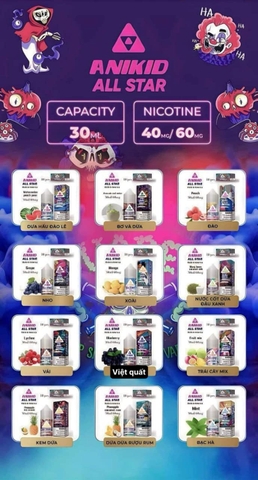 Giới thiệu và review chai juice Anikid All Star Saltnic (30ml / 40mg / 60mg)