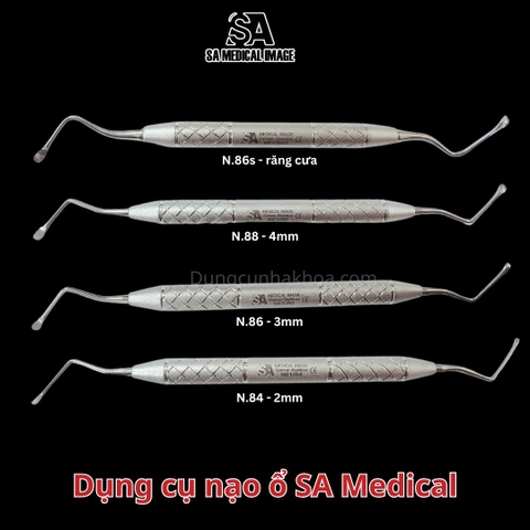 Cây nạo ổ lucas (nạo nang) 2mm, 3mm, 4mm, có răng cưa SA Medical