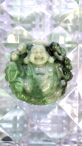 Phật Di Lặc Chạm Như Ý Cẩm Thạch A Thiên Nhiên