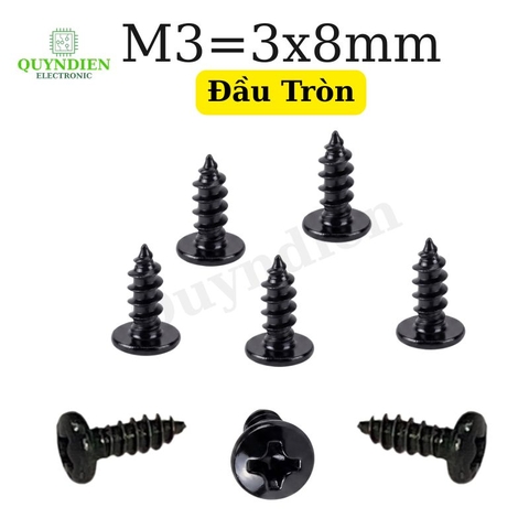 Ốc Vít Nhọn Đầu Tròn M3x8mm