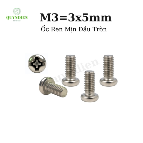 Ốc Ren Mịn Đầu Tròn M3=3x5mm