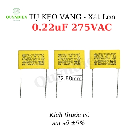 Tụ Kẹo Vàng 224K  0.22uF 275VAC-Xát Lớn
