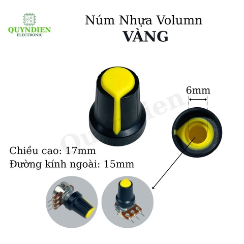 Núm Nhựa Volumn Màu Vàng - Thân Đen