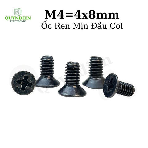 Ốc Vít Đầu COL M4 REN Mịn 4mm Dài 8mm - 500 Con