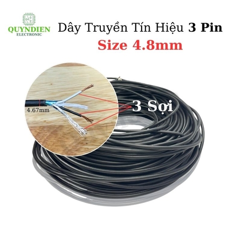 1 mét dây tín hiệu chống nhiễu 3 pin màu đen 4.5mm. Dây linde 3 ruột