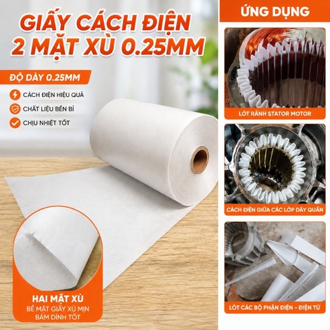 Giấy Phim Cách Điện Trắng 2 Mặt Xù Dày 0.25mm