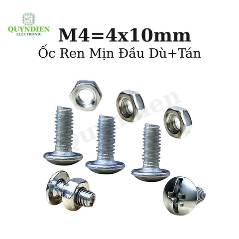 Ốc Vít M4x10mm Ren Mịn Đầu Dù Kèm Tán
