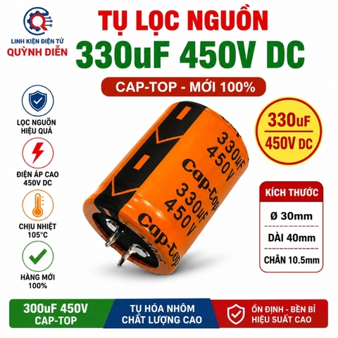 Tụ Hóa Lọc Nguồn 330uf 450VDC CapTop