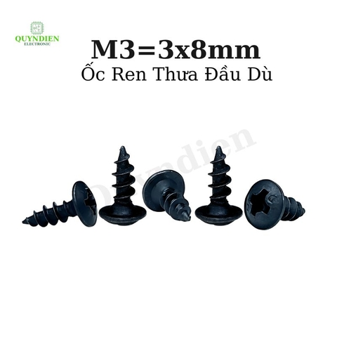 Ốc Vít Nhọn Đầu Dù Ren Thưa M3x8mm