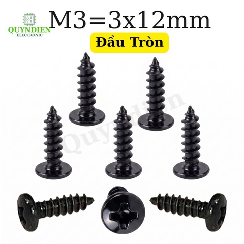 Ốc Vít Nhọn Đầu Tròn M3x12mm