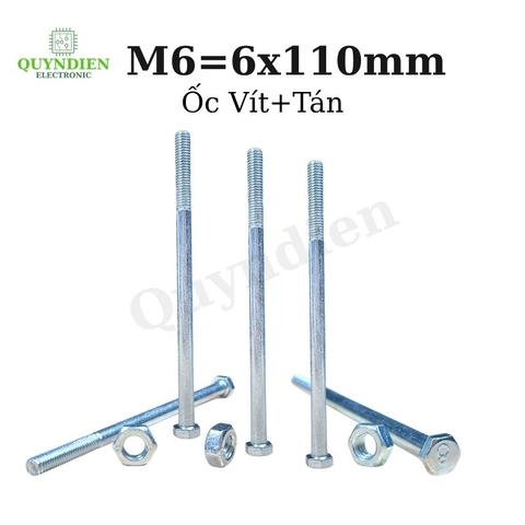 Ốc Vít M6x110mm Có Kèm Tán - Túi 100 Con