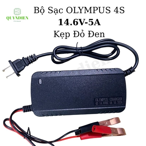 Bộ Sạc Pin Sắt Olympus 4S 14.6V-5A Kẹp Đỏ Đen