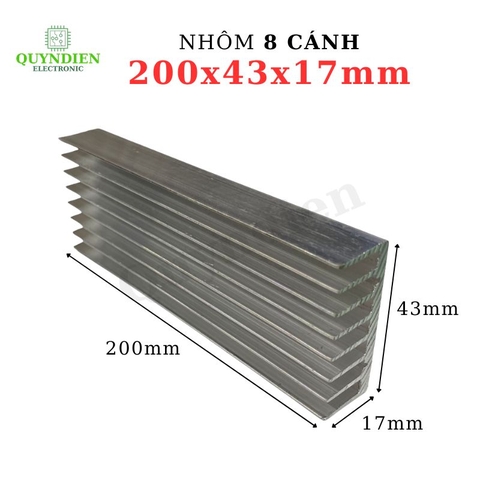 Nhôm Tản Nhiệt 8 Cánh dài 20cm 200x43x17mm