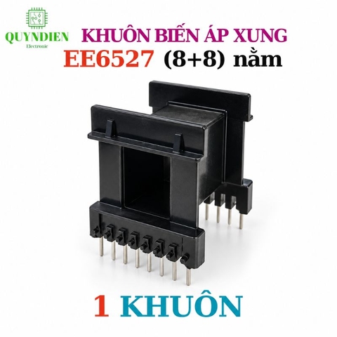 Khuôn Biến Áp Xung EE6527 Nằm Đen (8+8 Chân)