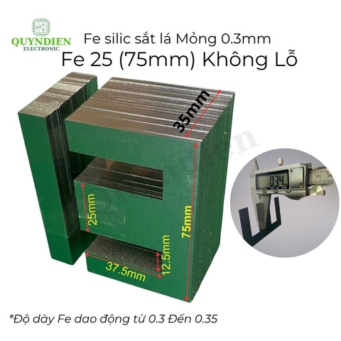 Fe silic EI lá mỏng 0.35mm - 25mm (75mm) không lỗ