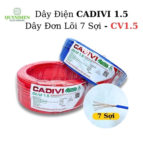 Dây Điện Cadivi 1.5 – Dây Đơn Lõi 7 Sợi CV1.5 – Dây Cáp Điện, Dây Tiếp Địa, Dây Chống Sét ( CUỘN 100 MÉT)