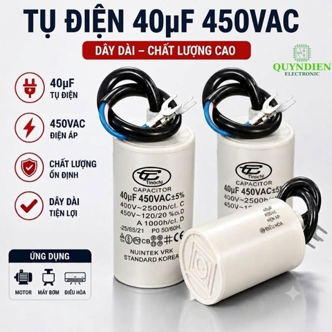 Tụ Đề Máy Bơm Nước 40uF 450VAC Tinh Chi.