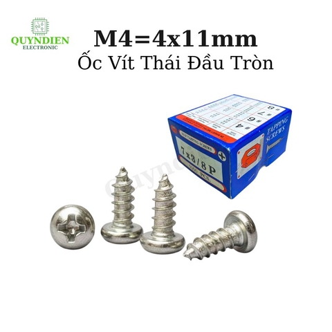 Ốc Vít Thái Ren Xoắn Đầu Tròn M4x11mm