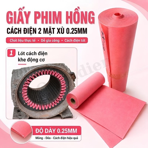 Giấy Cách Điện Hồng Khổ 1 Mét Dày 0.25mm