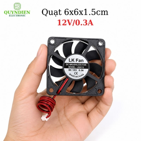 Quạt Tản Nhiệt 6x6x1.5cm 12V/0.3A dùng tản nhiệt cho máy hàn, CNC