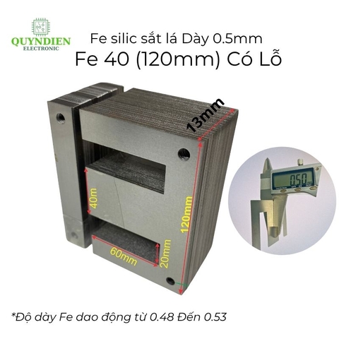 Fe Sắt silic EI lá dầy 0.5mm - 40mm (120mm) có lỗ