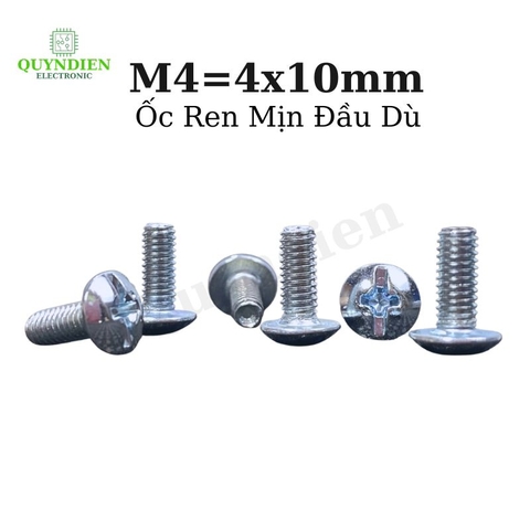Ốc Vít Đầu Dù Ren Mịn M4=4x10mm Màu Trắng