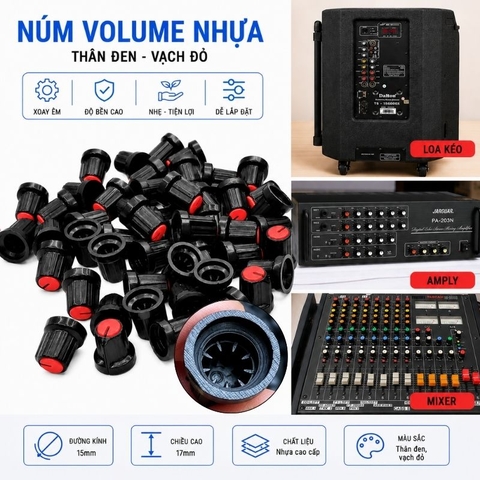 Núm Vặn Volume Nhựa Màu Đỏ Trục Hoa Mai