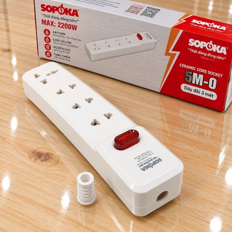 Ổ cắm lõi sứ chống cháy Con tắc 4 cửa 2200W