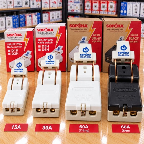 Cầu Dao Đế Sứ 1 Pha 2P 600V Cực Đúc SOPOKA